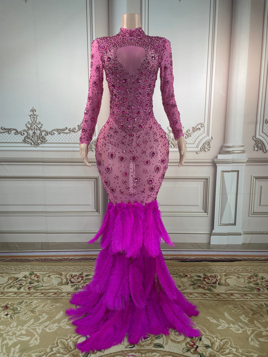 Alli Long Dress Purple Lycra Non see-through
