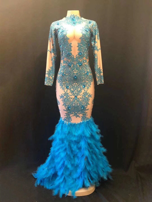 Aqua wine dress Blue